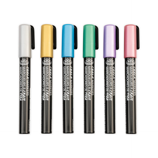 WAL-MARK-2803-RFID | Royal & Langickel 6 Piece 2mm Metallic Chalk Marker Set