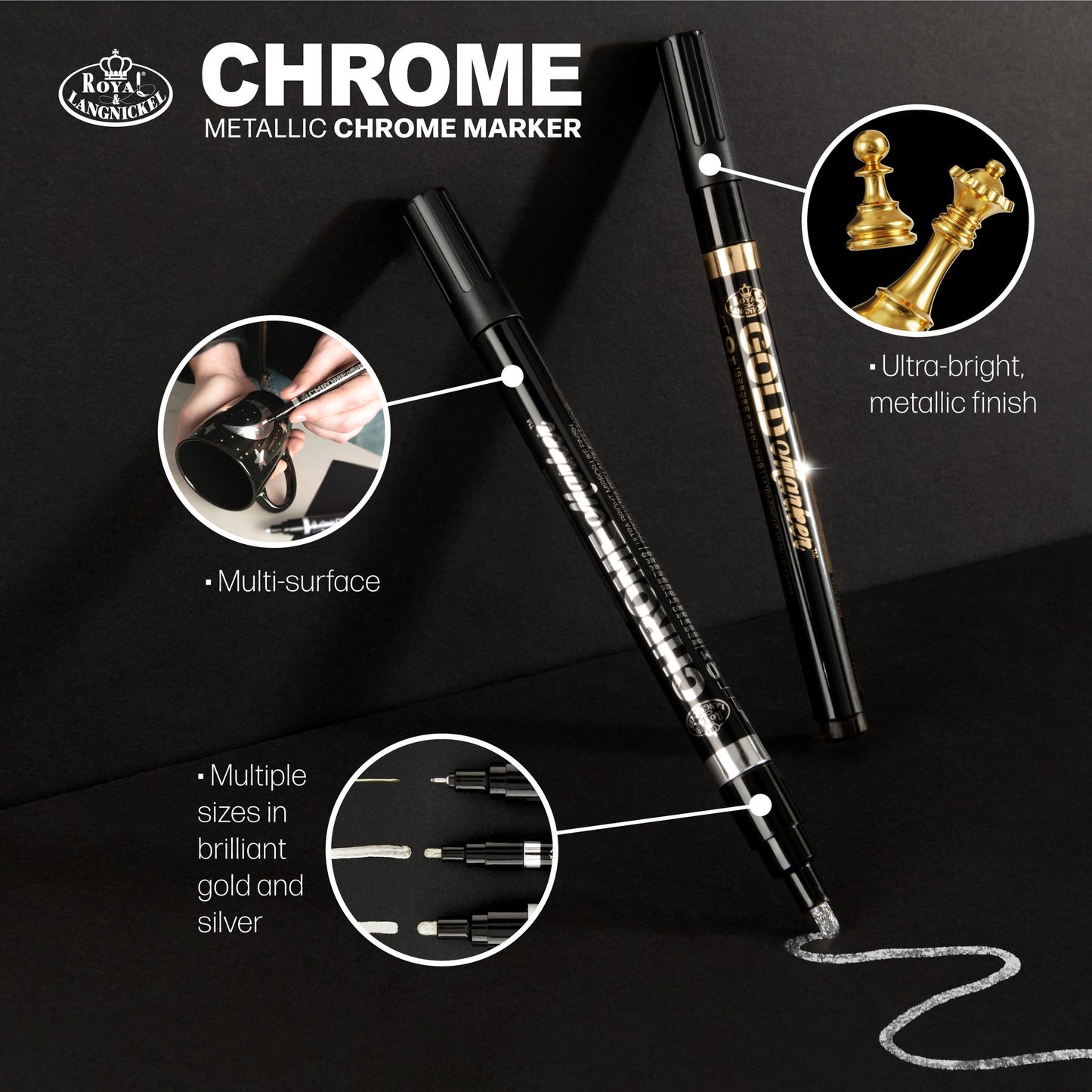 WAL-MARK-2950-RFID | Royal & Langnickel - 2MM Silver Metallic Chrome Marker