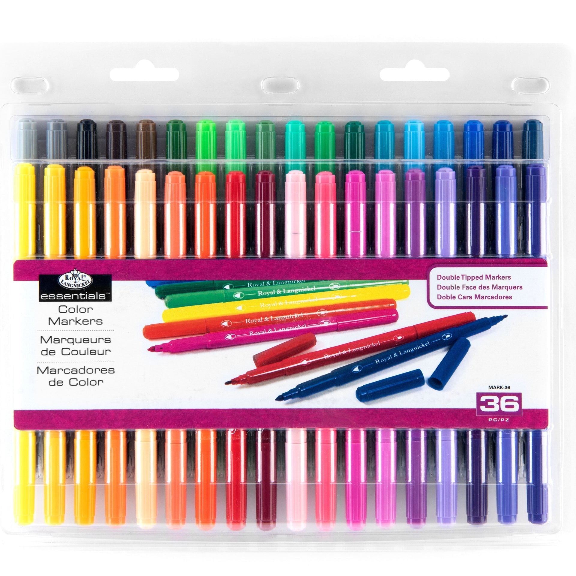 MARK-36 - Essentials™ 36pc Double-Tipped Color Markers packaging front