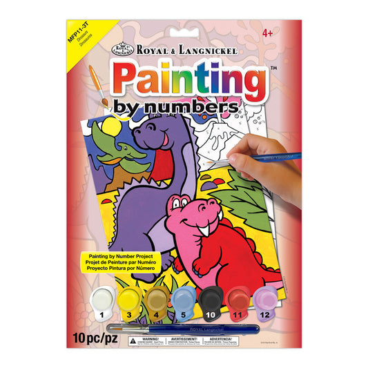 MFP11 - Painting by numbers™ Children's 10pc 8.75" x 11.75" Dinosaurs Painting Project