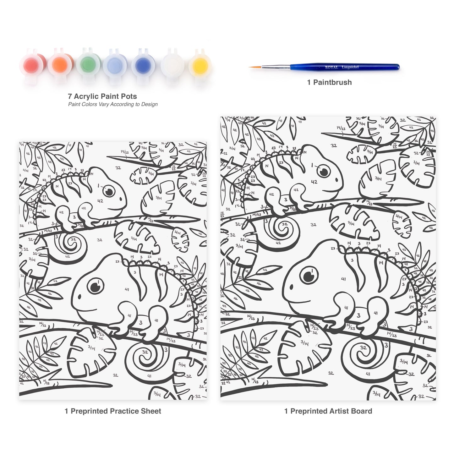 MFP19 | Painting by numbers™ Children's 10pc 8.75" x 11.75" Chameleons Painting Project