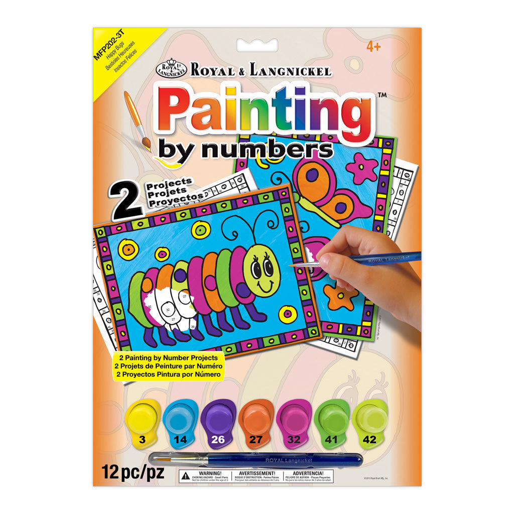 MFP202 - Painting by numbers™ Children's 12pc 8.75" x 11.75" Happy Bugs Painting Project 2-Pack