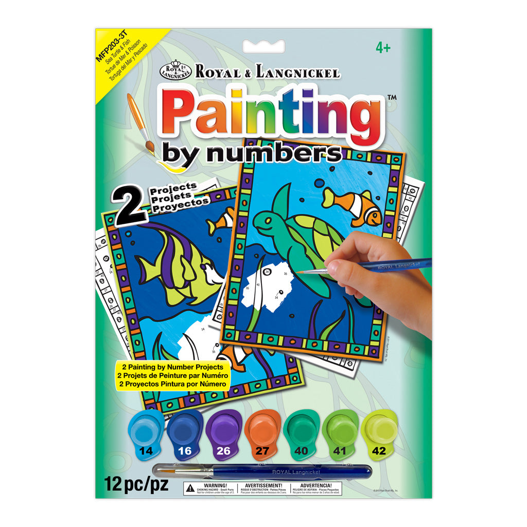 MFP203 - Painting by numbers™ Children's 12pc 8.75" x 11.75" Sea Turtle & Fish Painting Project 2-Pack