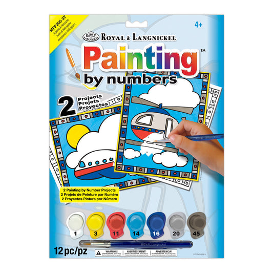 MFP205 - Painting by numbers™ Children's 12pc 8.75" x 11.75" Airplane & Helicopter Painting Project 2-Pack