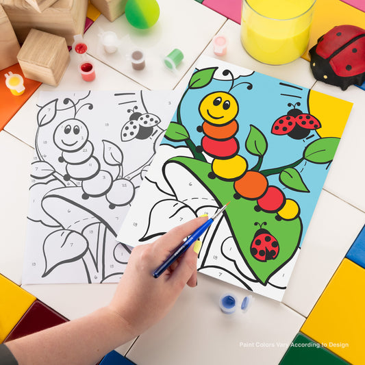 MFP23 | Painting by numbers™ Children's 10pc 8.75" x 11.75" Caterpillar & Ladybug Painting Project