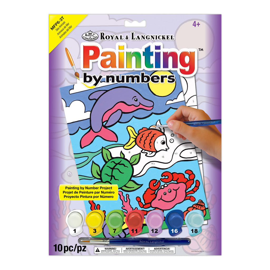 MFP6 - Painting by numbers™ Children's 10pc 8.75" x 11.75" Sea Animals Painting Project