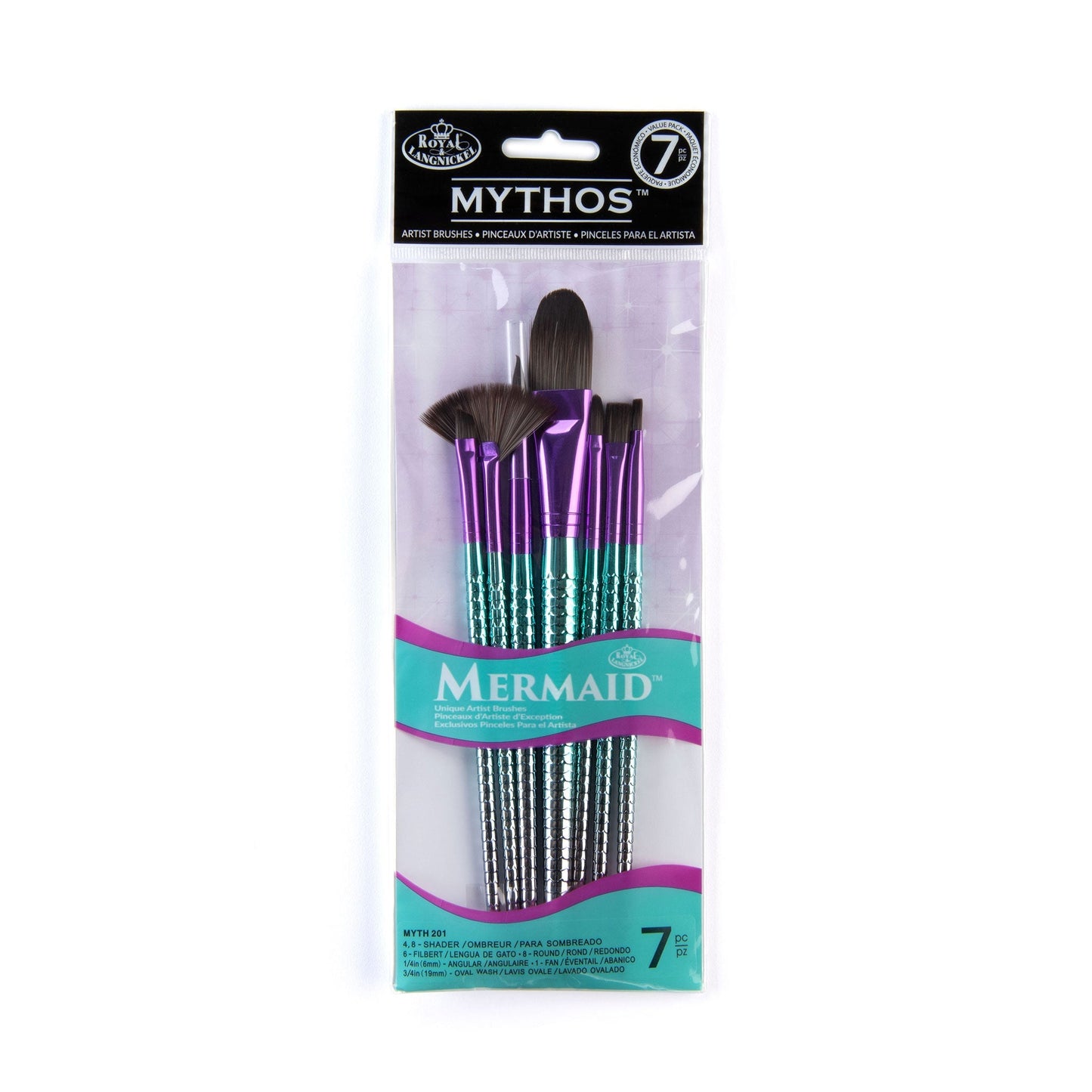 MYTH 201 - Mythos™ Mermaid 7pc Variety Brush Set packaging front