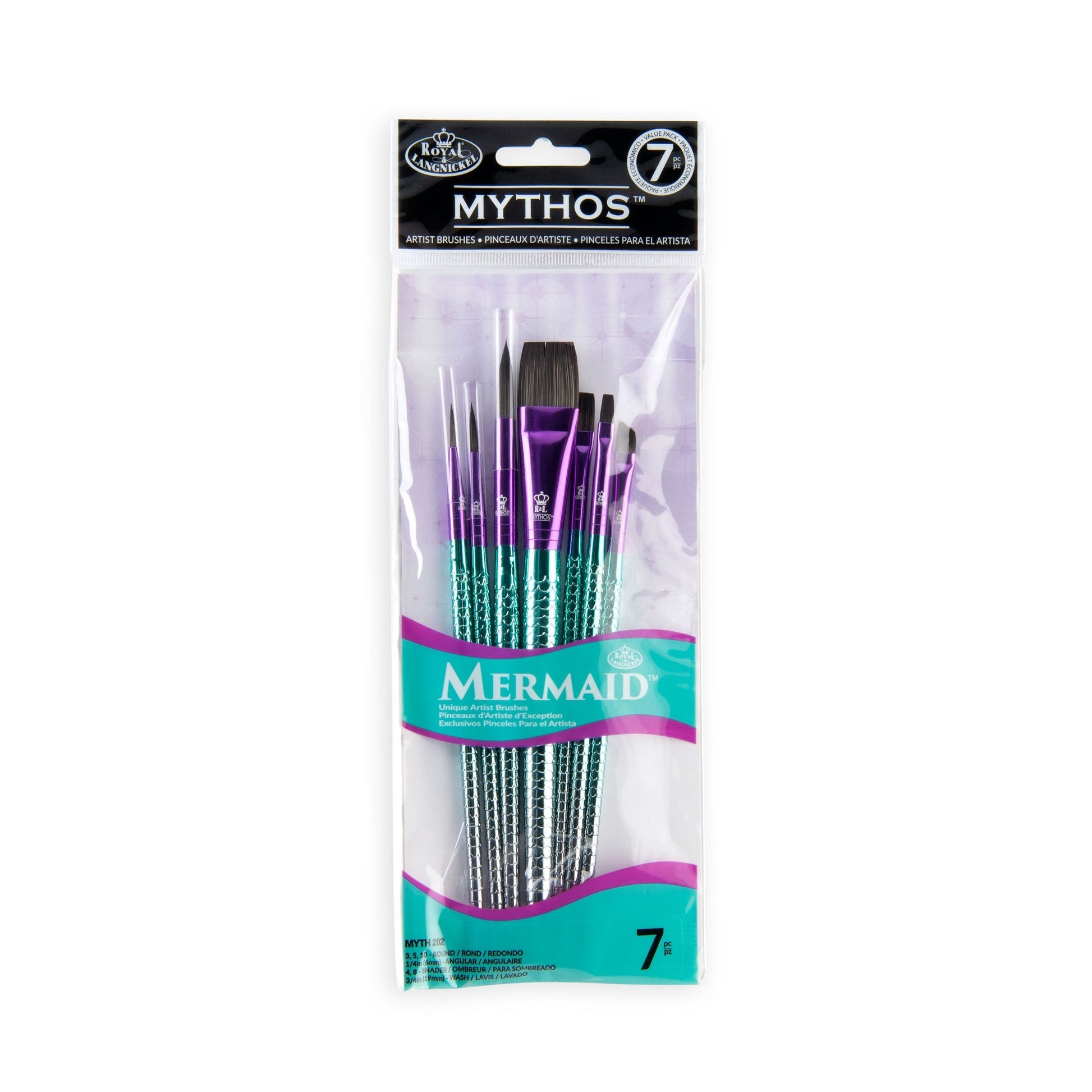 MYTH 202 - Mythos™ Mermaid 7pc Variety Brush Set packaging front