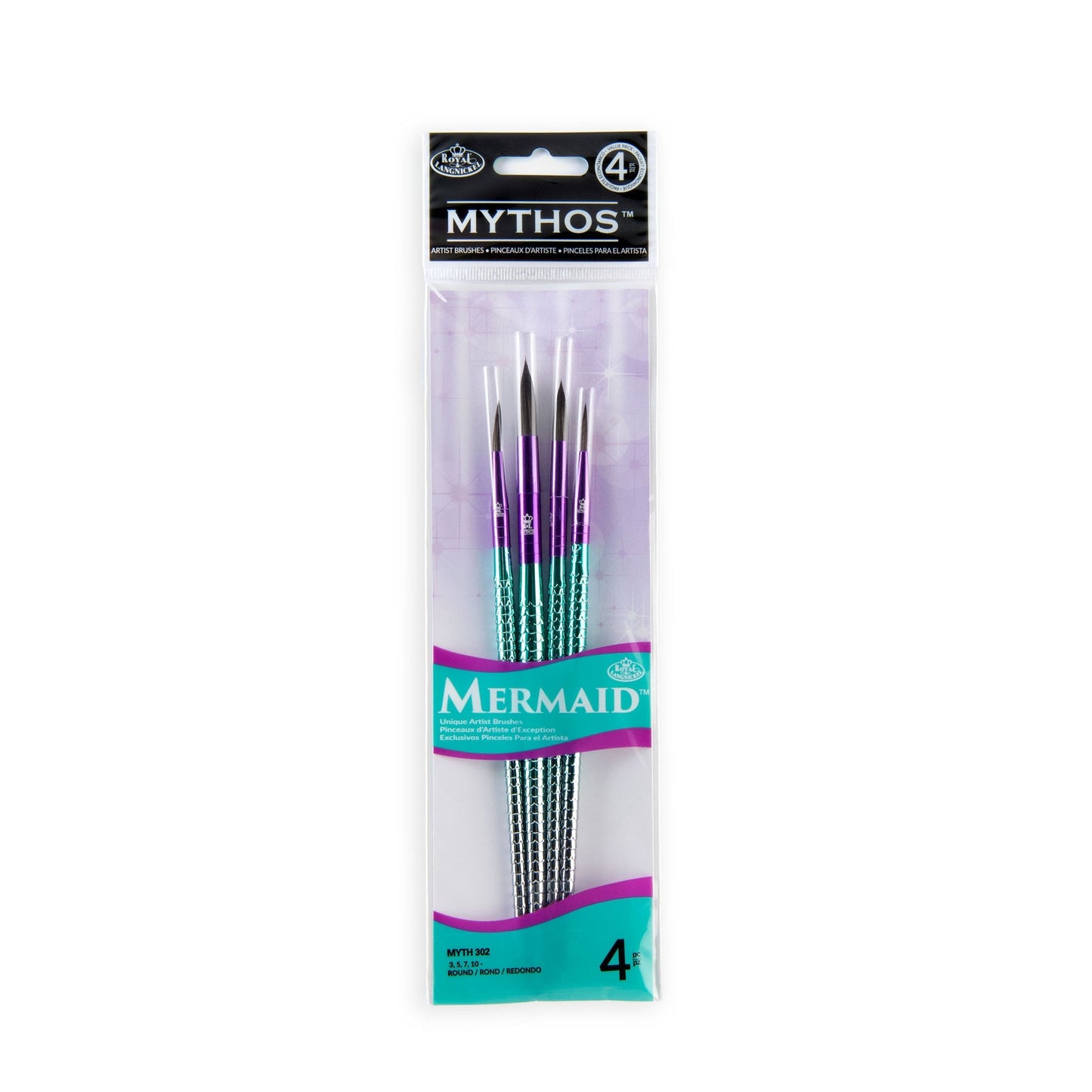 MYTH 302 - Mythos™ Mermaid 4pc Round Brush Set packaging front