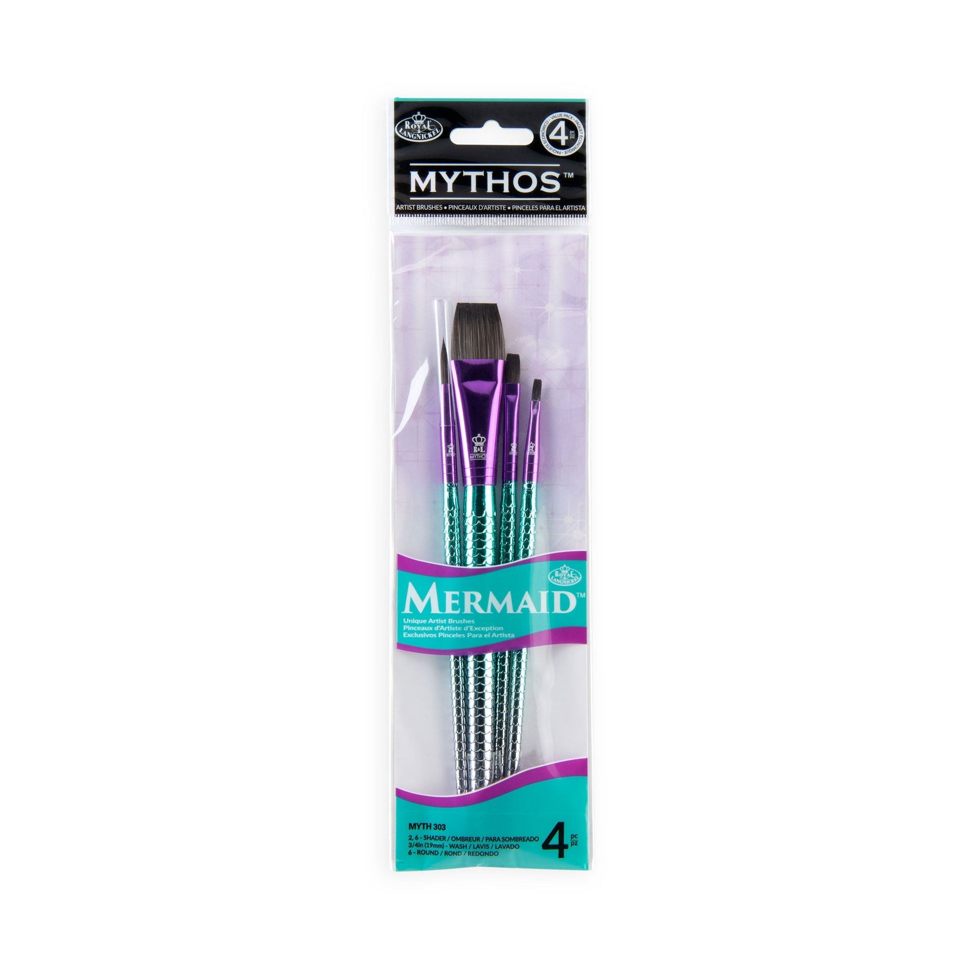 MYTH 303 - Mythos™ Mermaid 4pc Variety Brush Set packaging front