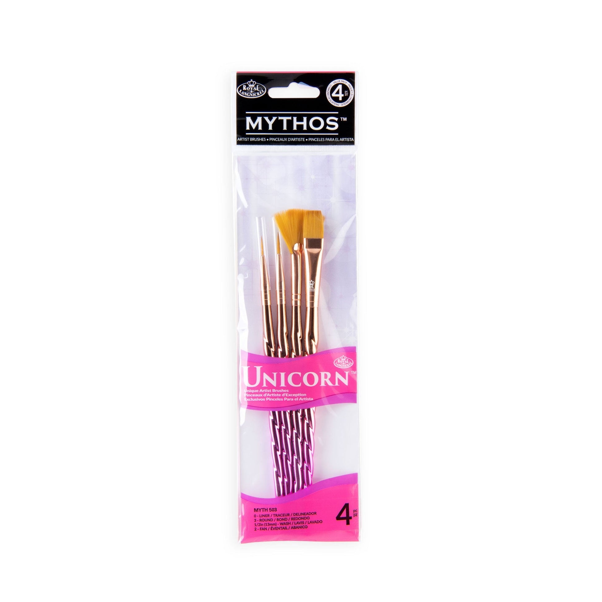 MYTH 503 - Mythos™ Unicorn 4pc Variety Brush Set packaging front