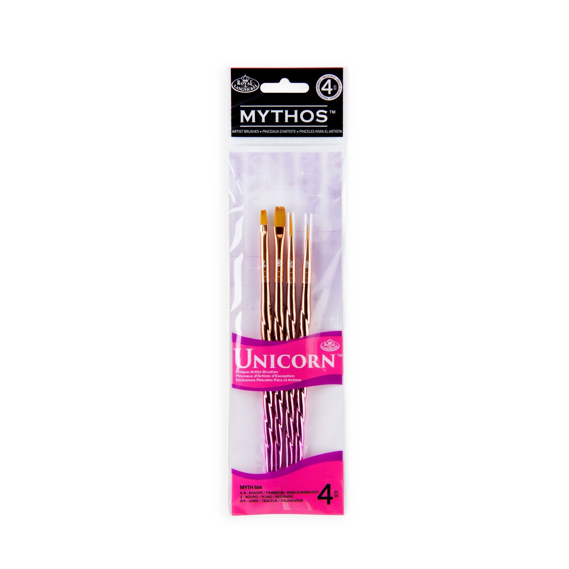 MYTH 504 - Mythos™ Unicorn 4pc Variety Brush Set packaging front