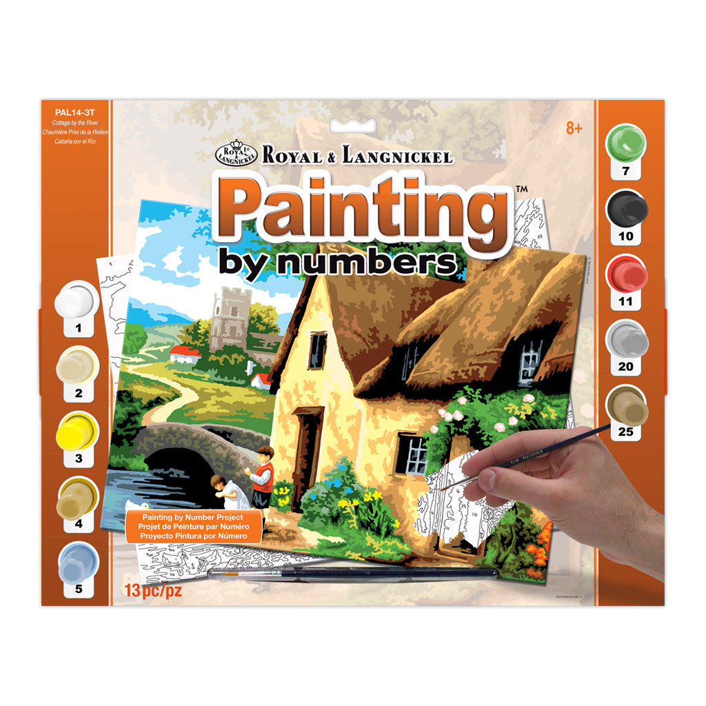 PAL14 - Painting by numbers™ 13pc 11.25" x 13.375" Cottage on the River Painting Project