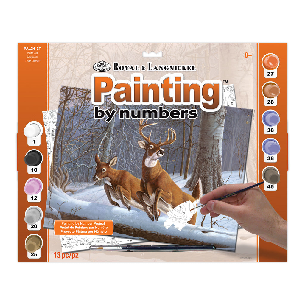 PAL34 - Painting by numbers™ 13pc 11.25" x 13.375" White Tails Painting Project