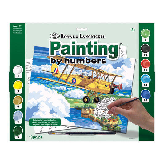 PAL4 - Painting by numbers™ 13pc 11.25" x 13.375" Nostalgic Plane Painting Project