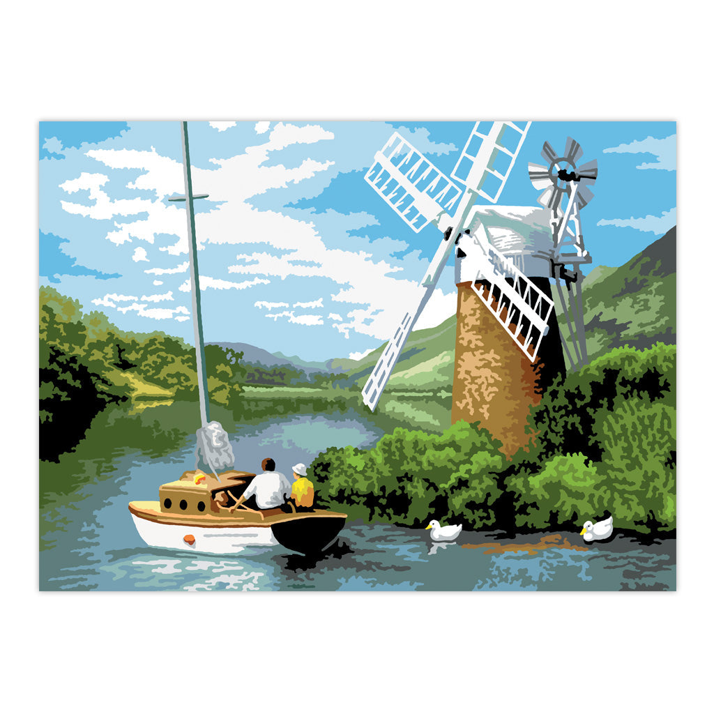 PAL7 | Painting by numbers™ 13pc 11.25" x 13.375" Windmill on the River Painting Project