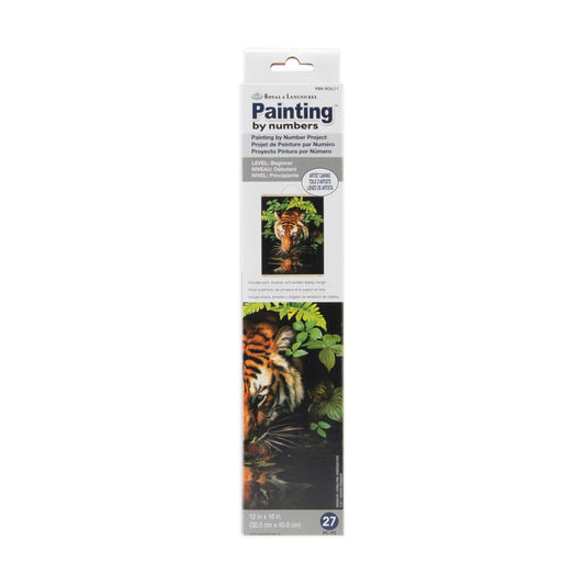 PBN-ROLL11 - Painting by numbers™ 27pc 12" x 16" Thirsty Tiger Canvas packaging front