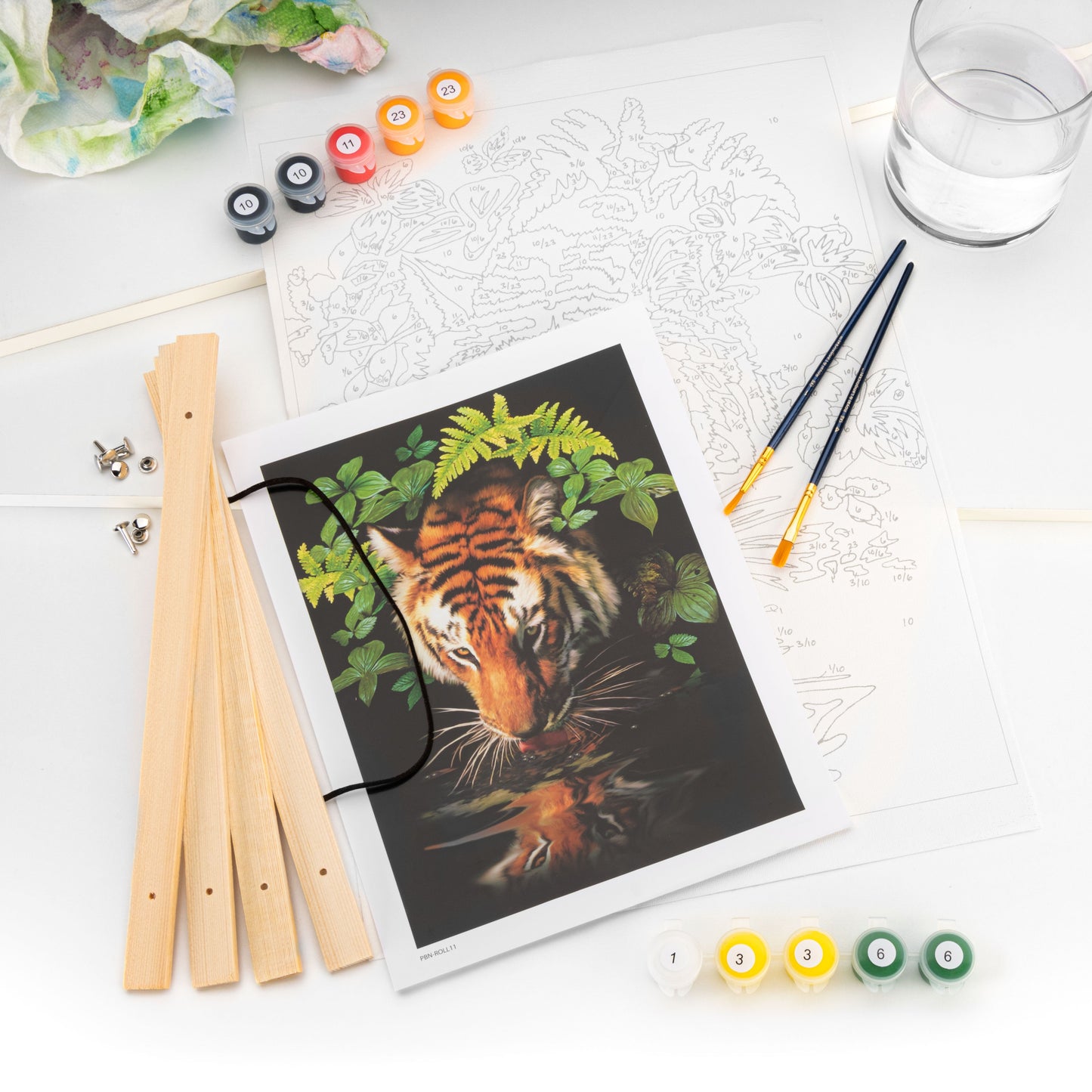 PBN-ROLL11 - Painting by numbers™ 27pc 12" x 16" Thirsty Tiger Canvas glam