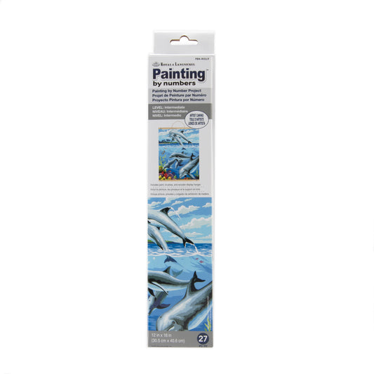 PBN-ROLL9 - Painting by numbers™ 27pc 12" x 16" Dolphins Canvas packaging front