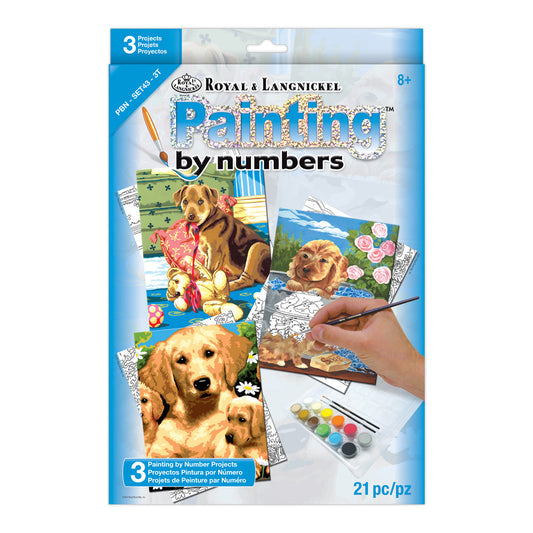 PBN-SET43 - Painting by numbers™ 21pc 8.75" x 11.75" Small Dogs Painting Project 3-Pack