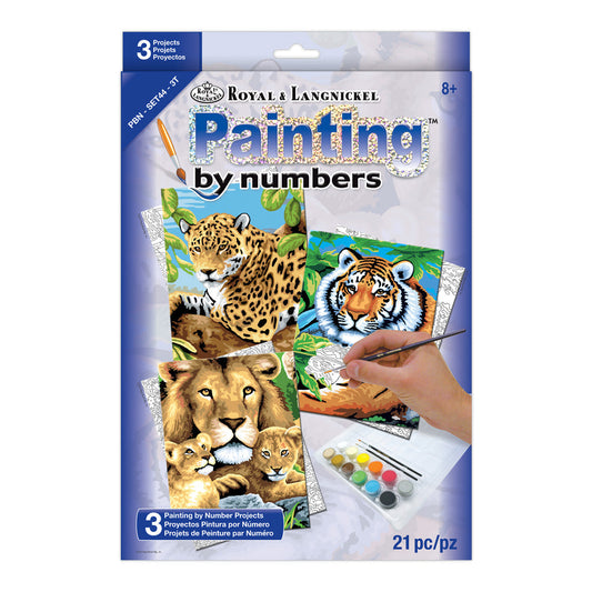 PBN-SET44 - Painting by numbers™ 21pc 8.75" x 11.75" Jungle Cats Painting Project 3-Pack