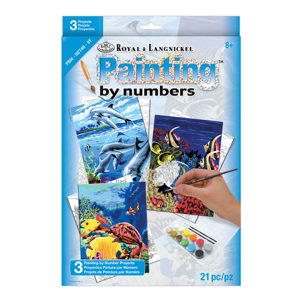 PBN-SET46 - Painting by numbers™ 21pc 8.75" x 11.75" Sea Life Painting Project 3-Pack