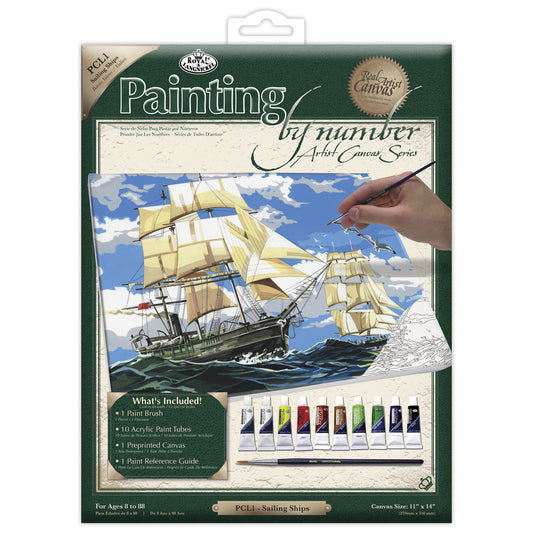 PCL1 - Painting by numbers™ 13pc 11" x 14" Sailing Ships Canvas Painting Project