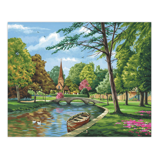 PCL4 | Painting by numbers™ 13pc 11" x 14" Church by the River Canvas Painting Project