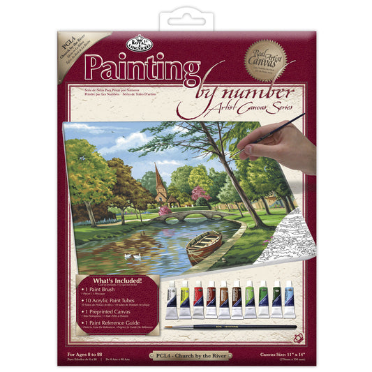 PCL4 - Painting by numbers™ 13pc 11" x 14" Church by the River Canvas Painting Project