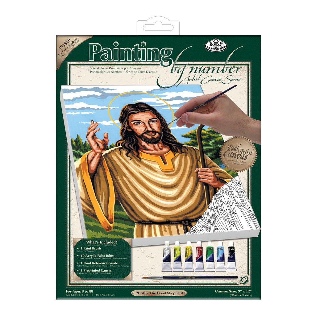 PCS10 - Painting by numbers™ 10pc 9" x 12" The Good Shepherd Canvas Painting Project