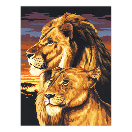 PCS3 | Painting by numbers™ 10pc 9" x 12" Lion & Lioness Canvas Painting Project