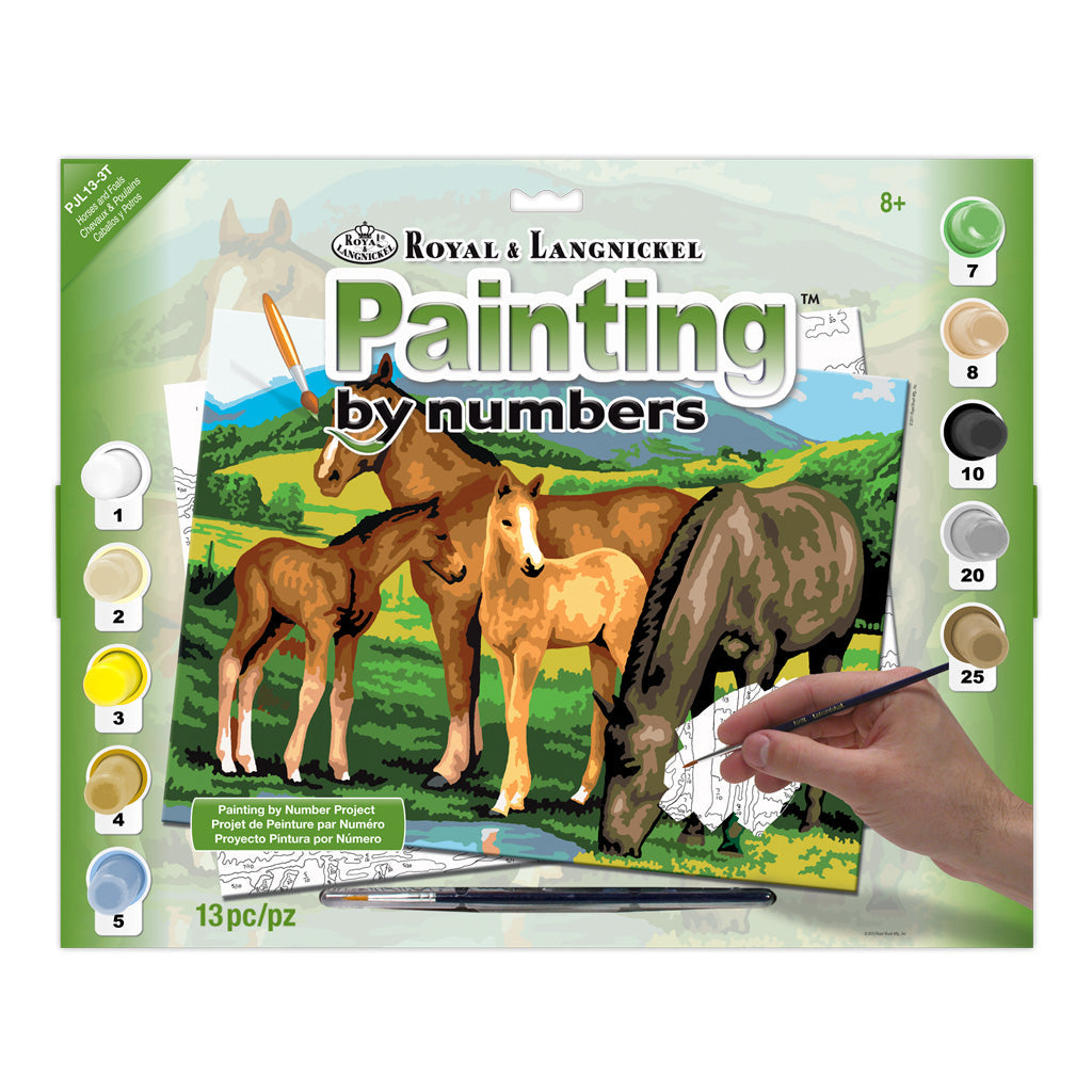 PJL13 - Painting by numbers™ 13pc 11.25" x 15.375" Horses & Foals Painting Project