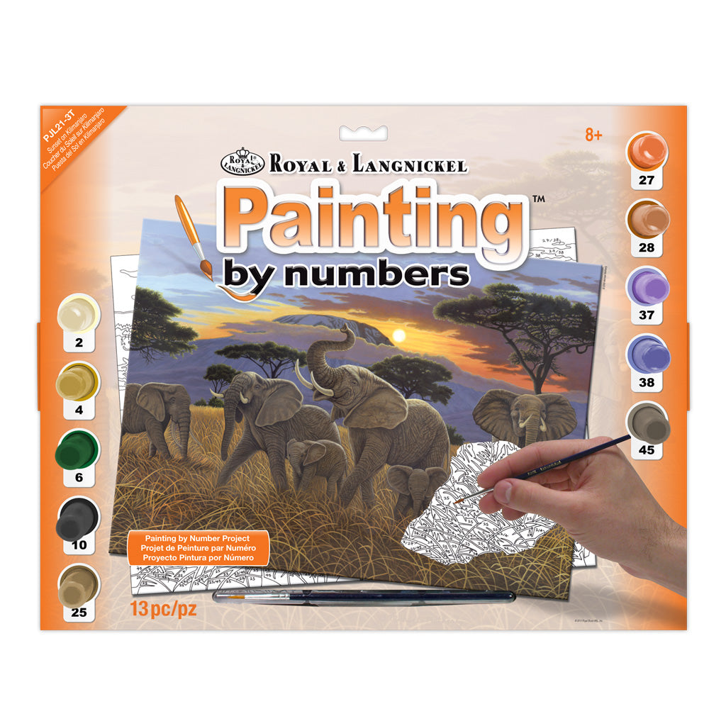 PJL21 - Painting by numbers™ 13pc 11.25" x 15.375" Sunset on Kilimanjaro Painting Project