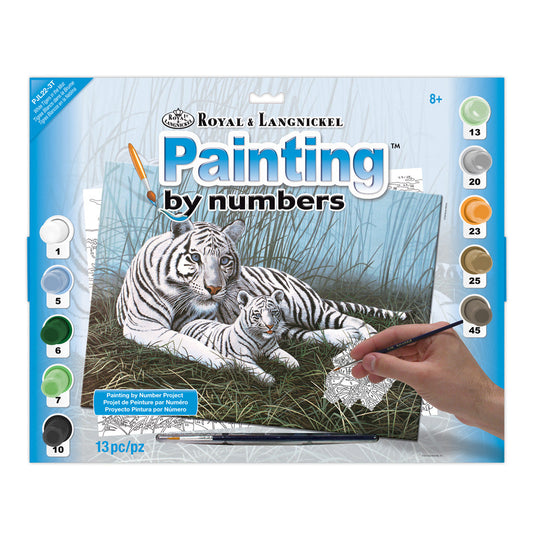 PJL22 - Painting by numbers™ 13pc 11.25" x 15.375" White Tigers in the Mist Painting Project