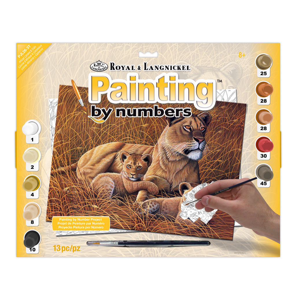 PJL26 - Painting by numbers™ 13pc 11.25" x 15.375" African Lioness & Cubs Painting Project