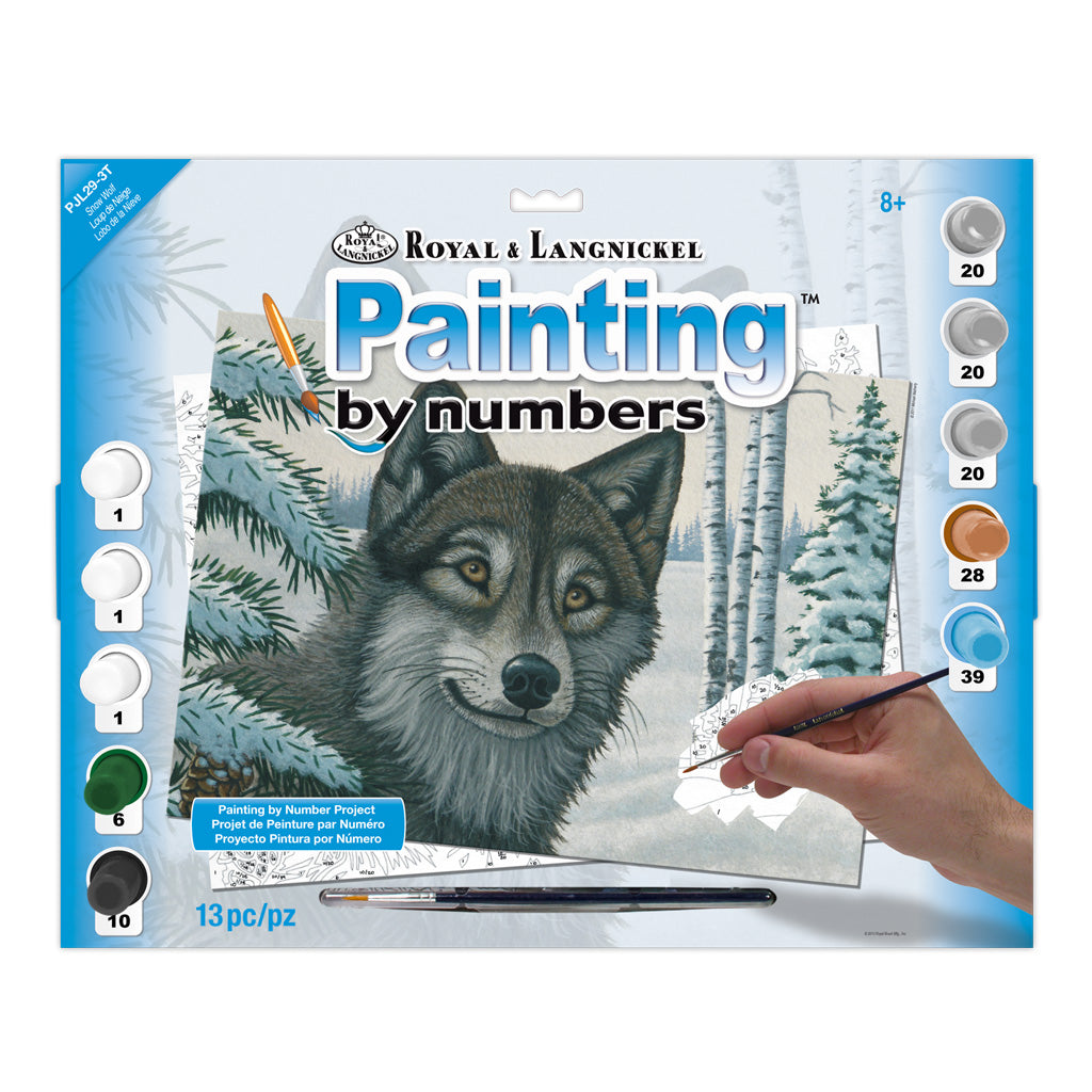 PJL29 - Painting by numbers™ 13pc 11.25" x 15.375" Snow Wolf Painting Project