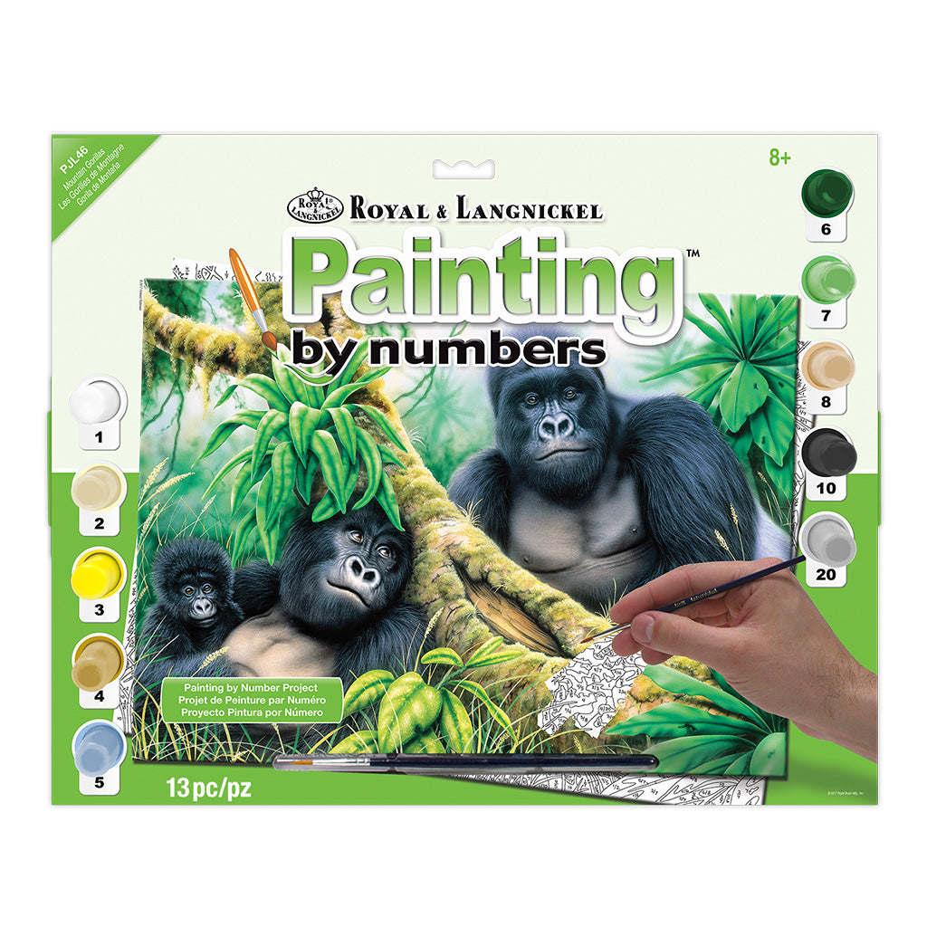 PJL46 - Painting by numbers™ 13pc 11.25" x 15.375" Mountain Gorillas Painting Project