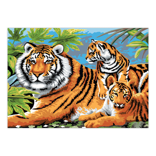 PJL5 | Painting by numbers™ 13pc 11.25" x 15.375" Tiger & Cubs Painting Project