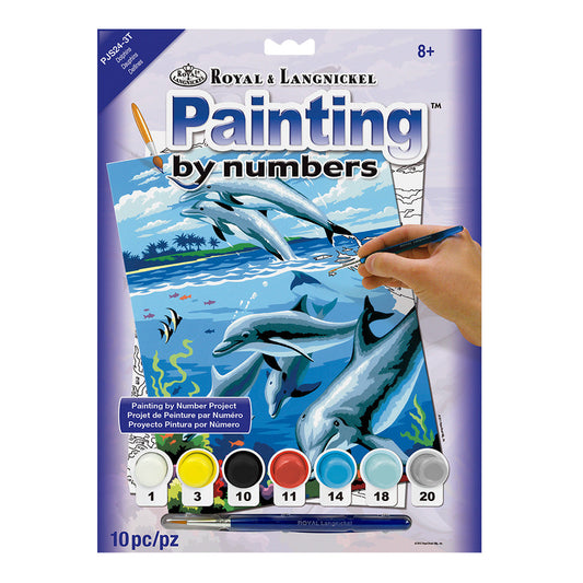 PJS24 - Painting by numbers™ 10pc 8.75" x 11.375" Dolphins Painting Project