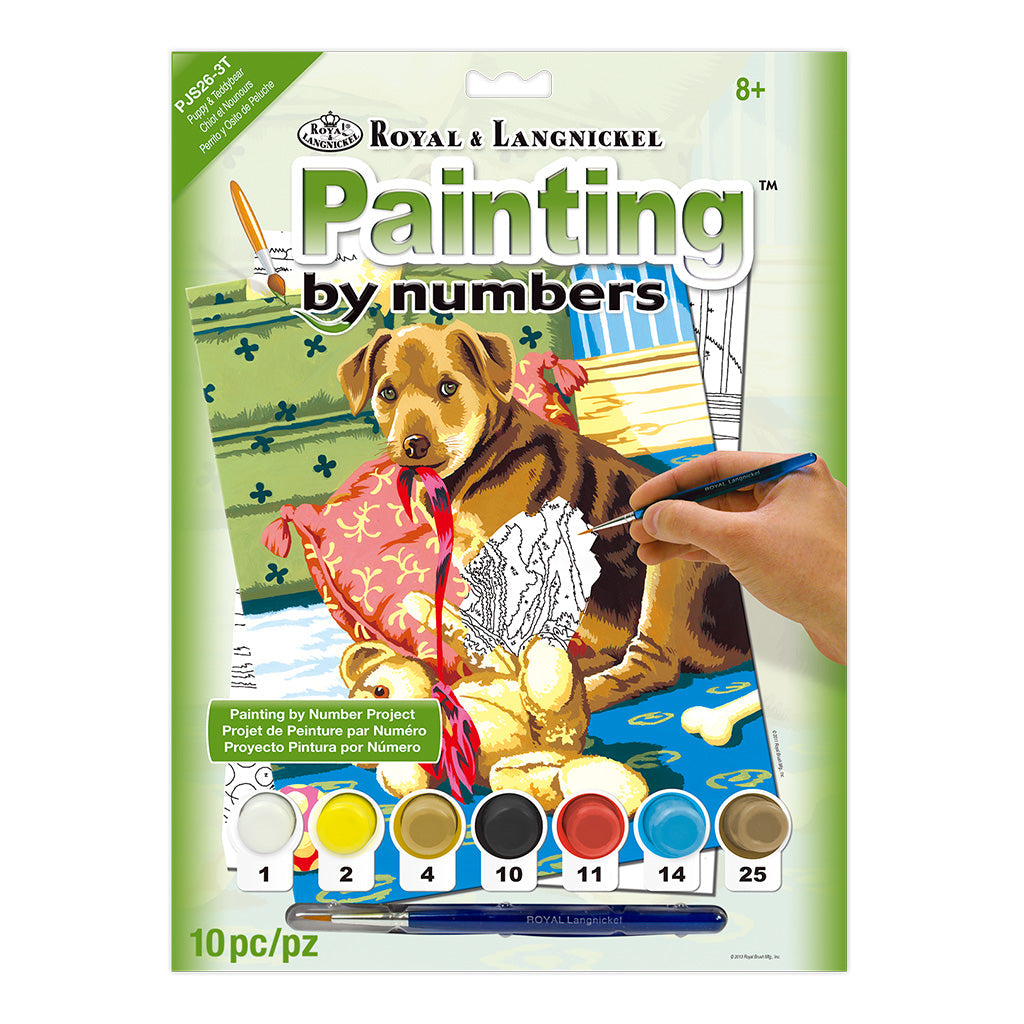 PJS26 - Painting by numbers™ 10pc 8.75" x 11.375" Puppy & Teddy Bear Painting Project