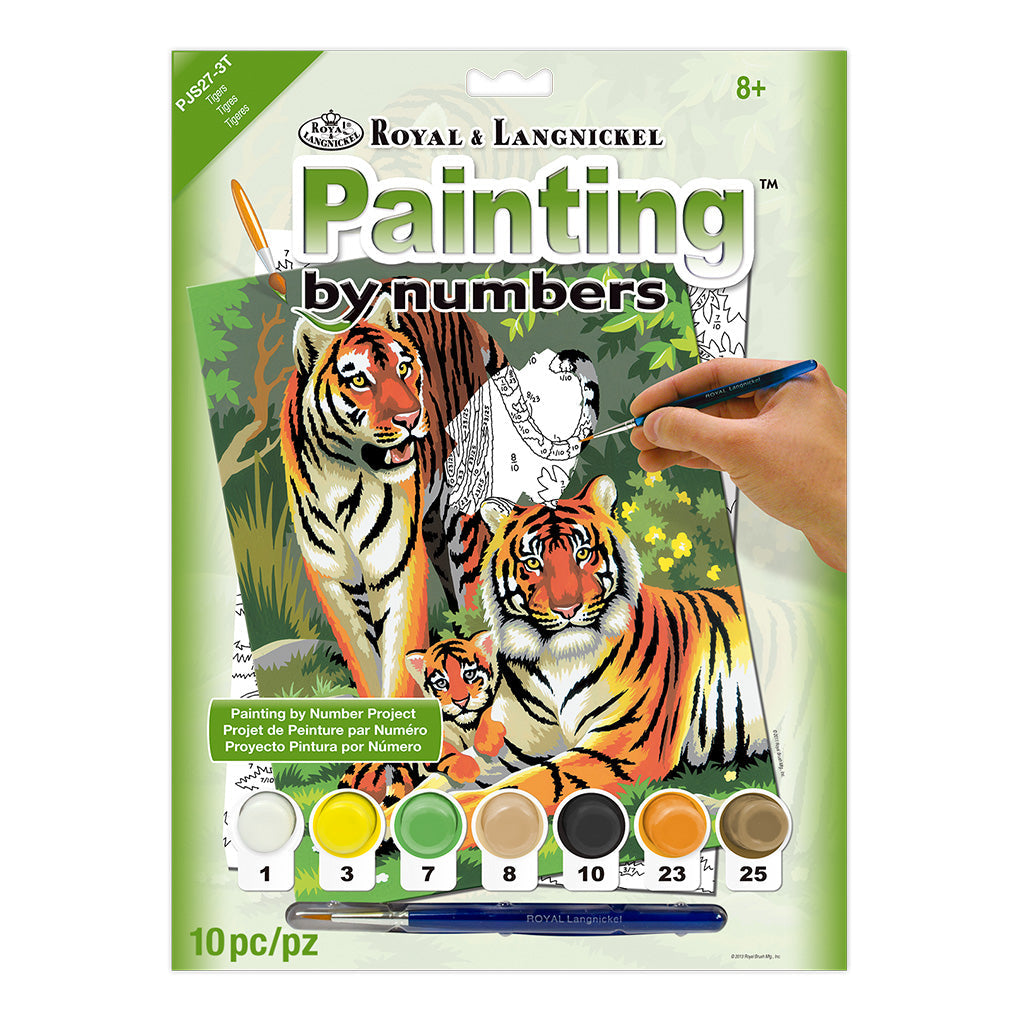 PJS27 - Painting by numbers™ 10pc 8.75" x 11.375" Tigers Painting Project