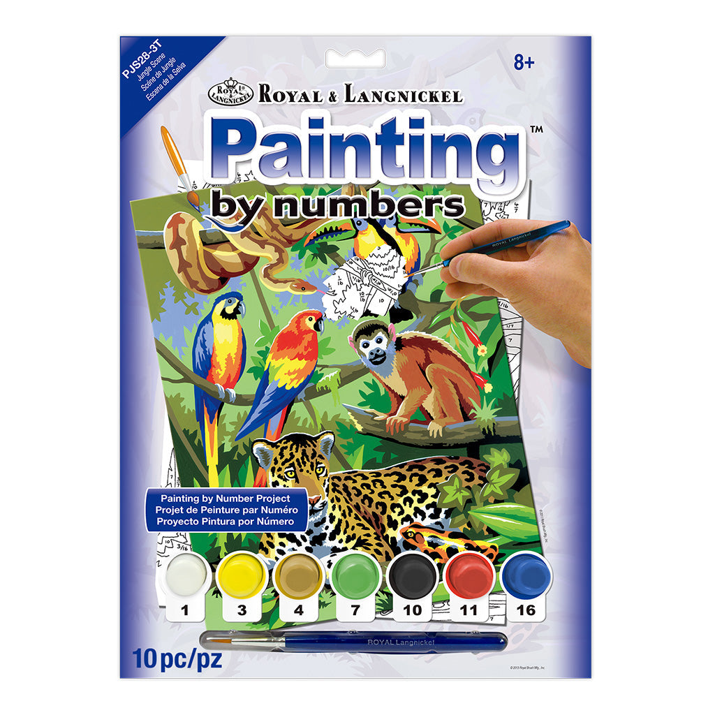 PJS28 - Painting by numbers™ 10pc 8.75" x 11.375" Jungle Scene Painting Project