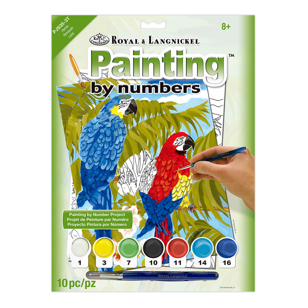 PJS35 - Painting by numbers™ 10pc 8.75" x 11.375" Parrots Painting Project