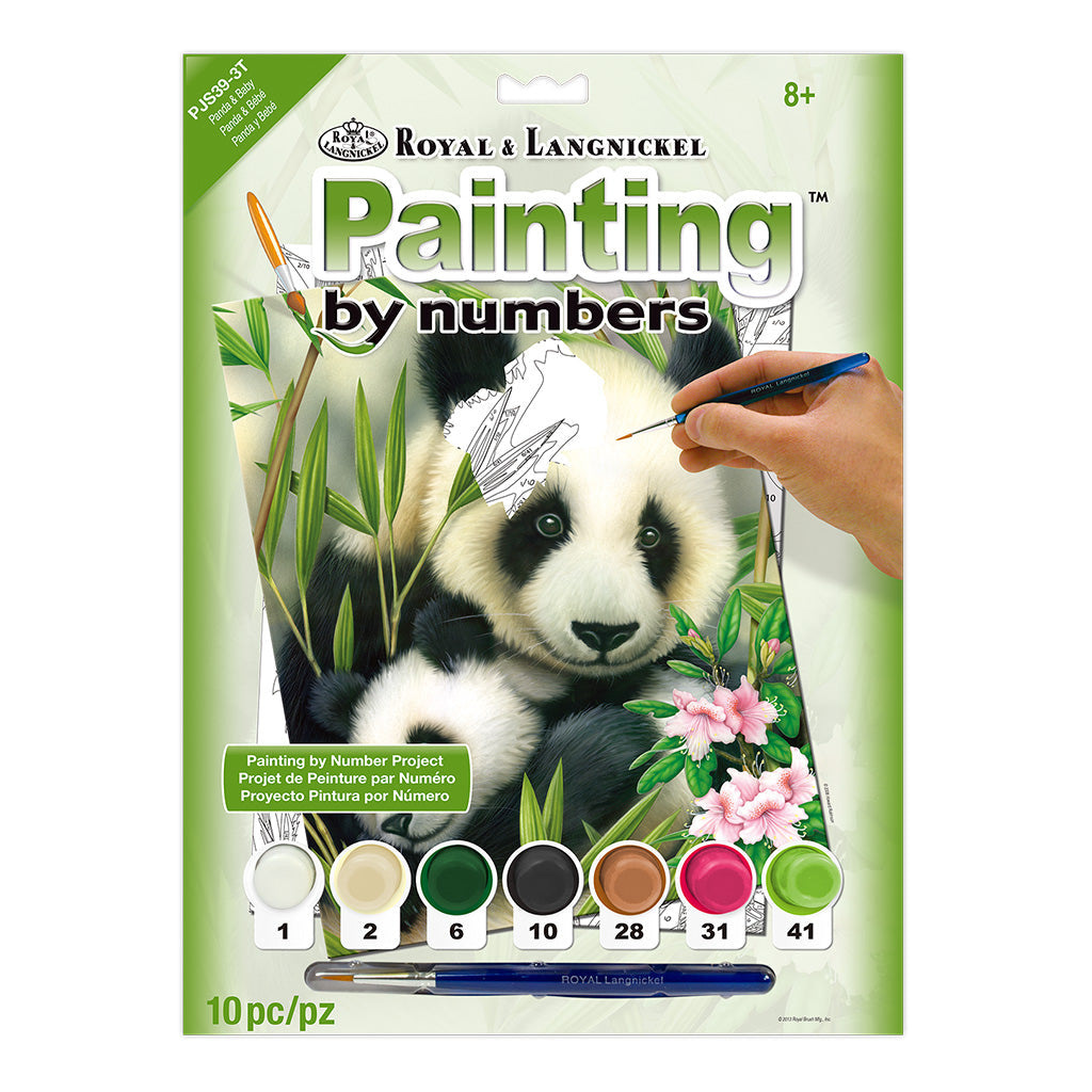 PJS39 - Painting by numbers™ 10pc 8.75" x 11.375" Panda & Baby Painting Project