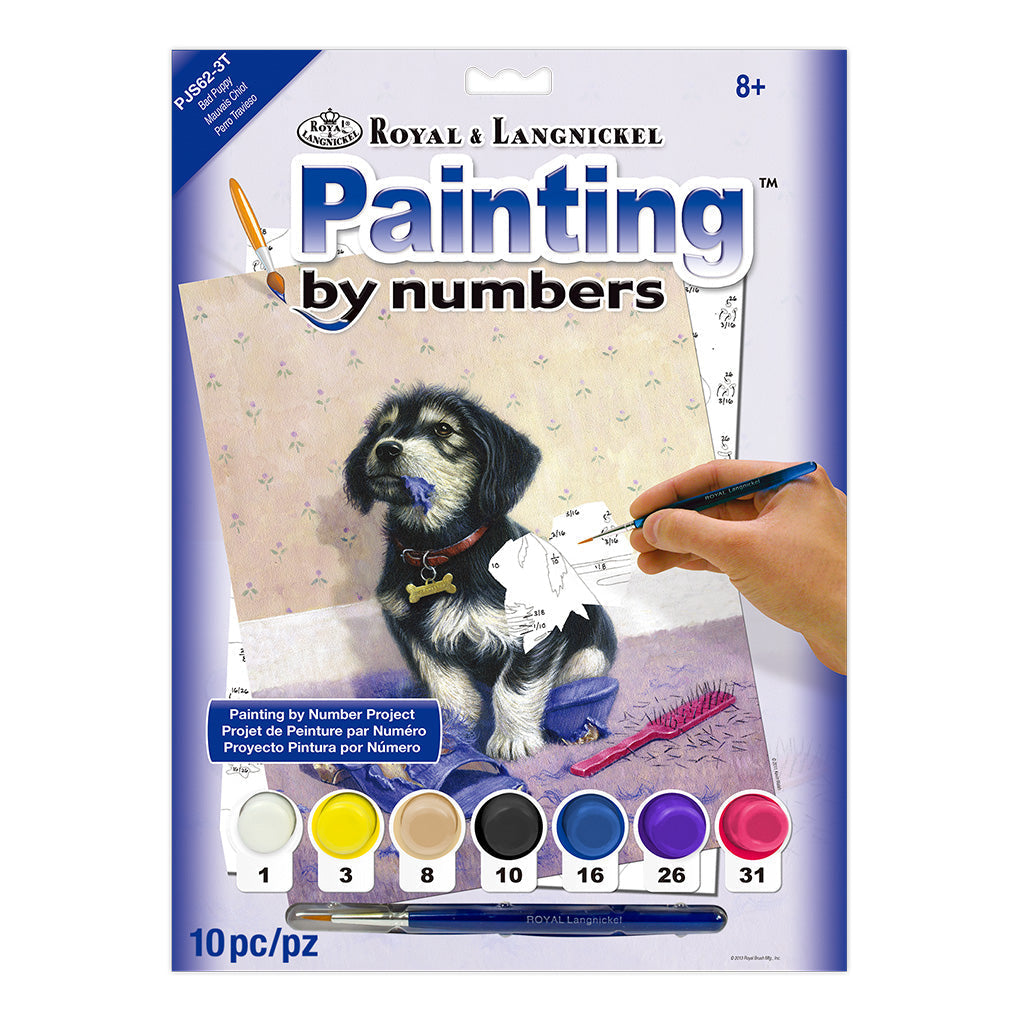 PJS62 - Painting by numbers™ 10pc 8.75" x 11.375" Bad Puppy Painting Project