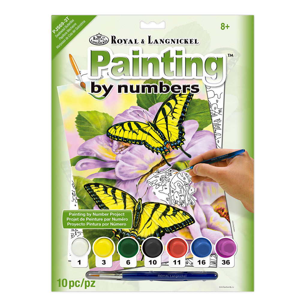 PJS69 - Painting by numbers™ 10pc 8.75" x 11.375" Swallowtail Butterflies Painting Project