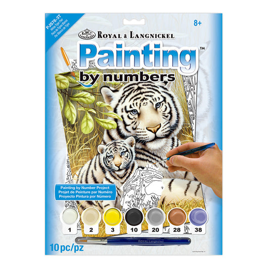 PJS76 - Painting by numbers™ 10pc 8.75" x 11.375" White Tiger Pair Painting Project