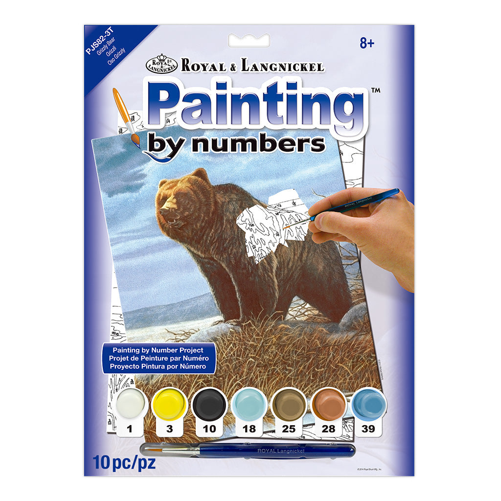 PJS82 - Painting by numbers™ 10pc 8.75" x 11.375" Grizzly Bear Painting Project