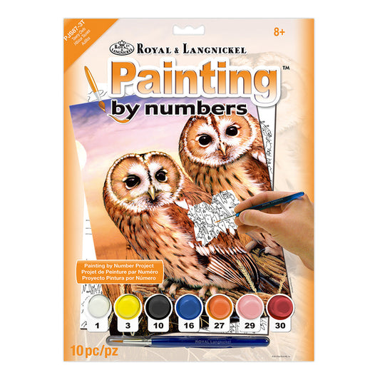 PJS87 - Painting by numbers™ 10pc 8.75" x 11.375" Tawny Owls Painting Project