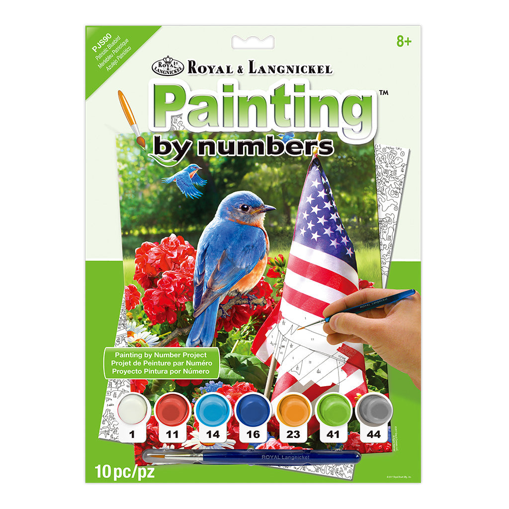 PJS90 - Painting by numbers™ 10pc 8.75" x 11.375" Patriotic Bluebird Painting Project